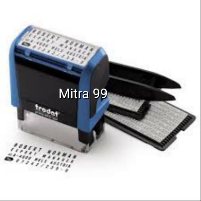 

Stempel angka+ huruf Typo ,3 & 4 mm, 4 lines text , self inking.