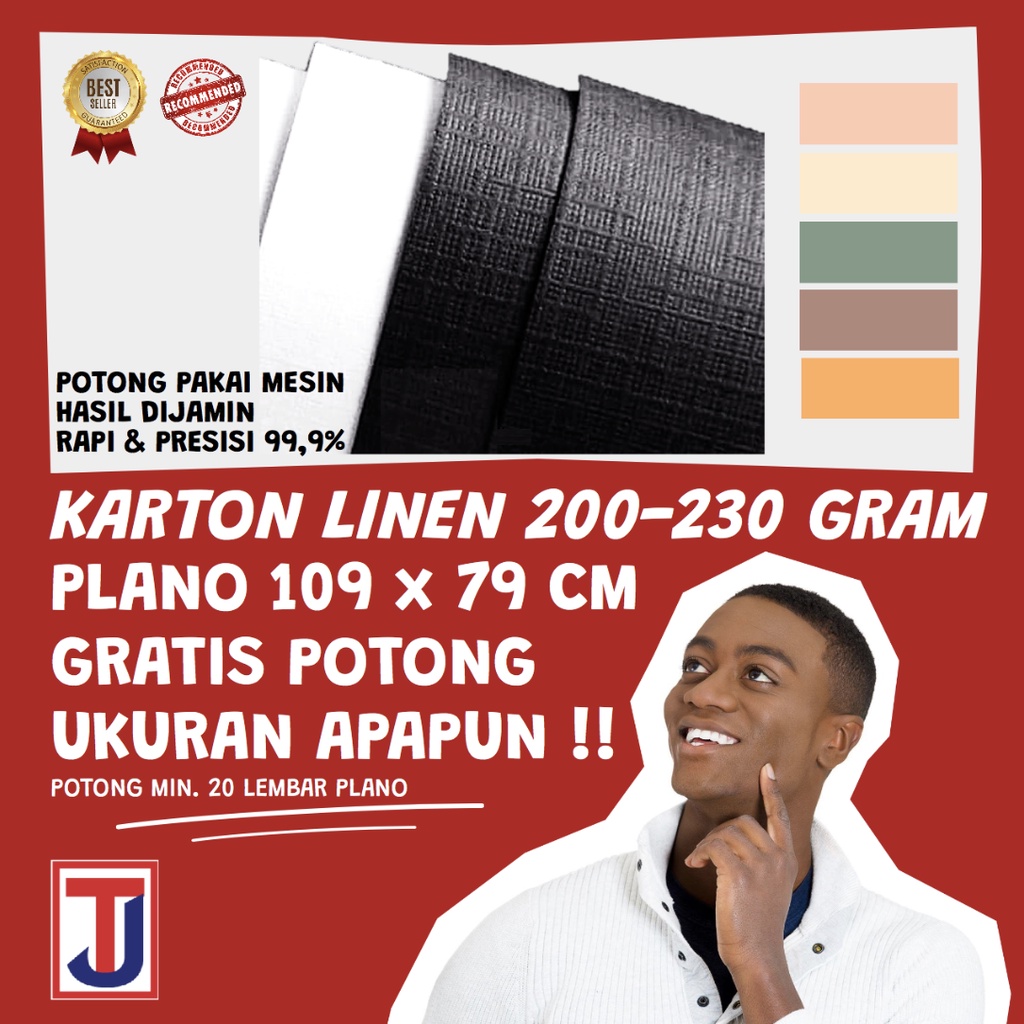 KERTAS KARTON LINEN 200-230 GRAM Ukuran 79x109Cm PLANO / Folio F4 / A4 / A3 / lainnya Varian Warna H