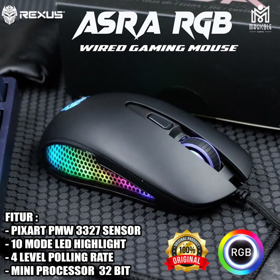Rexus Arsa RGB Black Wired Gaming Mouse