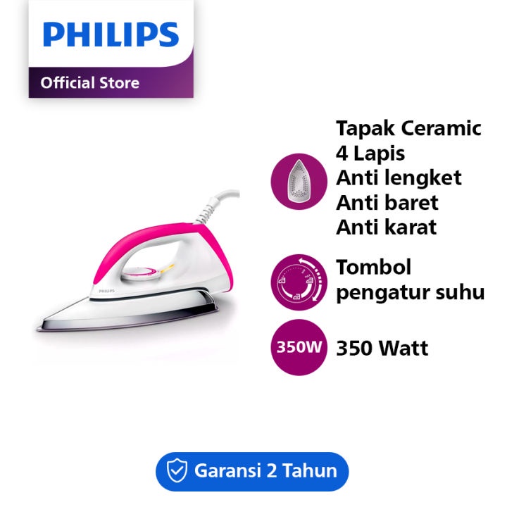 SETRIKA PHILIPS DRY IRON 1173 PINK / Setrika philips HD 1173 original