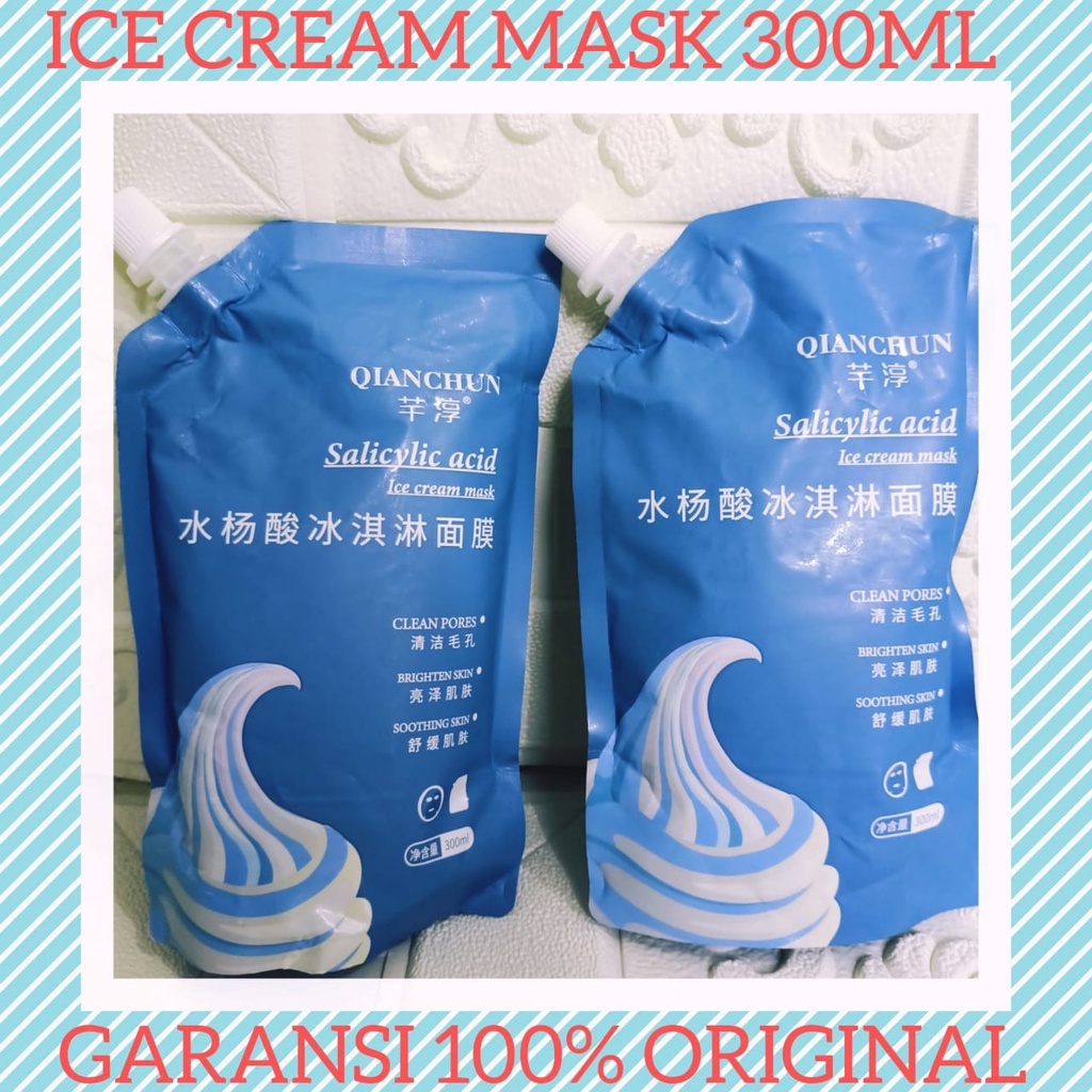 Ice Cream Salicylic Acid Masker Wajah Perawatan Wajah Penghilang Komedo &amp; Jerawat 300ml Orginal