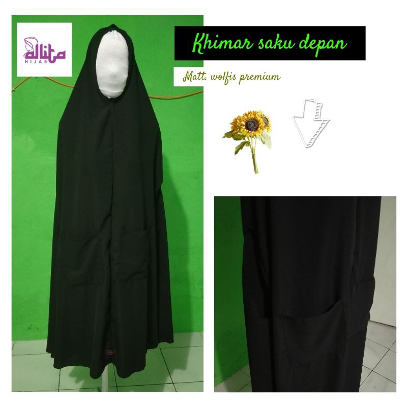 {Realpict} Khimar wolfis bolong lengan + saku depan /Jilbab syar'i by Alita Hijab