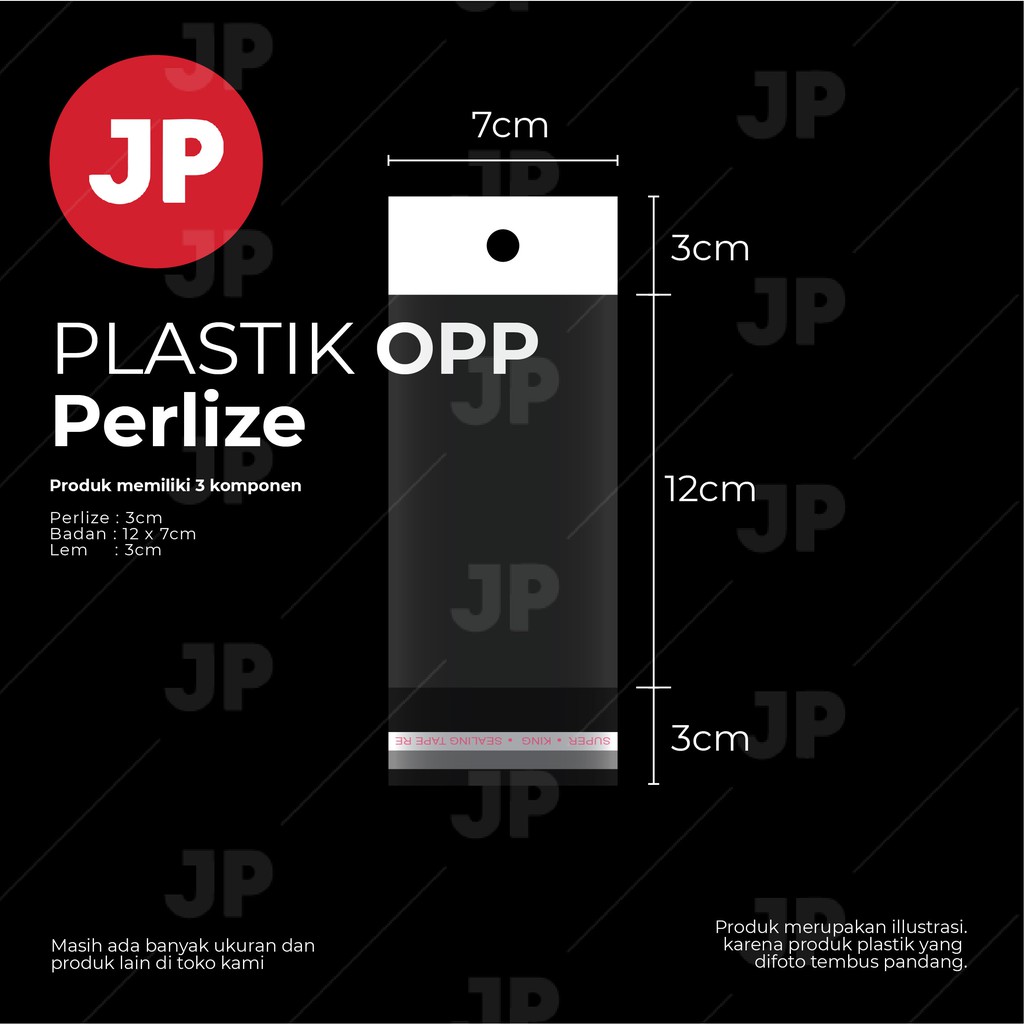 Plastik Opp Perlize uk 7x12cm x 3cm (perlize) + 3cm (lem) 1 pack isi 100pcs.