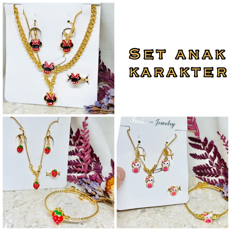 kalung set anak hellokitty merah