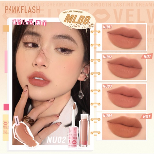 PINKFLASH #PinkDiary Silky Velvet Matte Lip Cream - Lip Krim Korea Tahan Lama