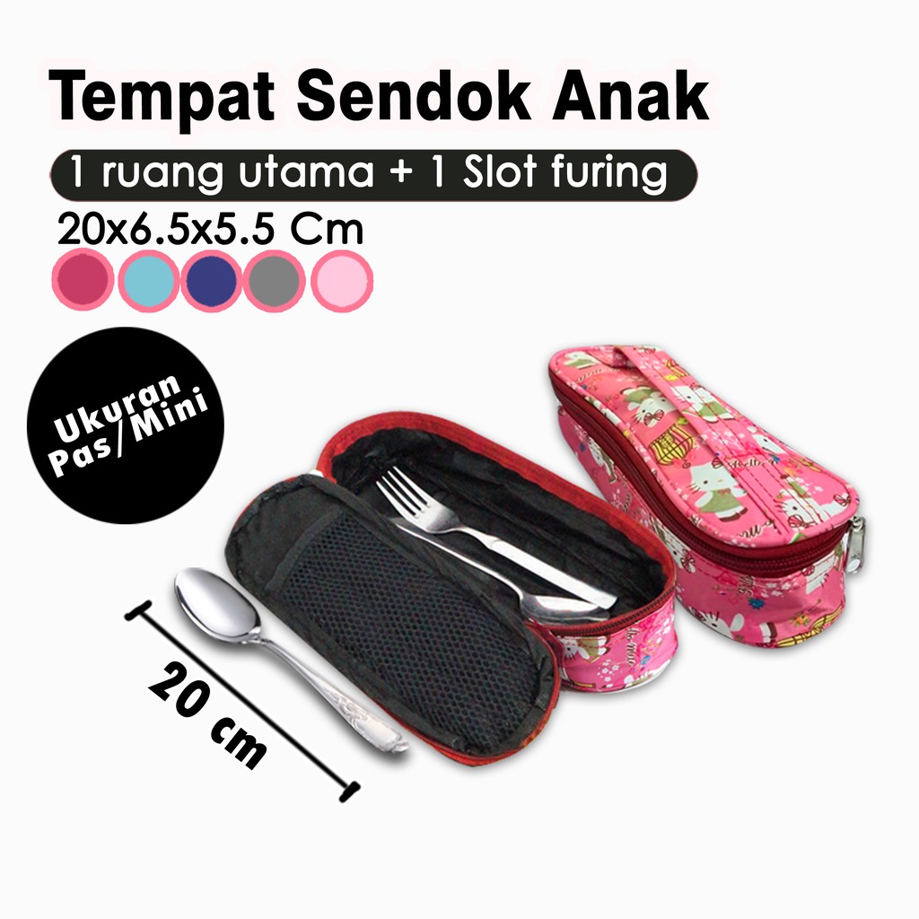 Tas Sendok 1 lusin Tempat Sendok Makan dan Garpu Pouch motif kartun Tempat Penyimpanan Multifungsi