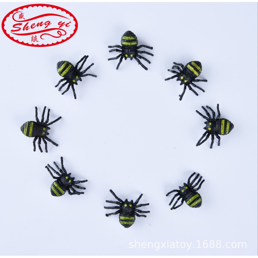 LABE laba-laba belang mini spider mainan gag prank toy squishy karet