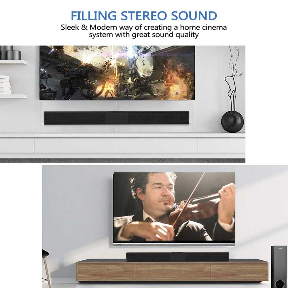 DOOLNNG Soundbar Bluetooth Speaker Home Theater Bass 20W BS-28B
