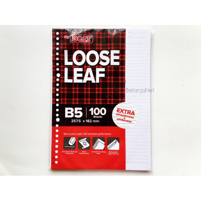

Kertas Binder | Loose Leaf B5 Big Boss 26 Holes Isi 100 lembar