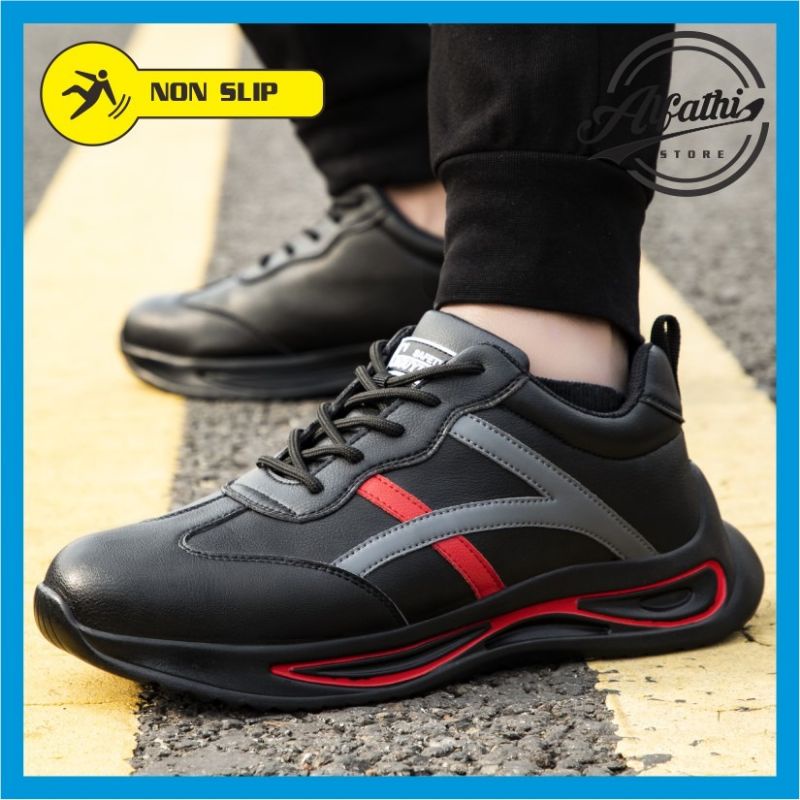 AlFathi Sepatu Safety Sneakers Sport New Arrival Ori By Guyisa Black Red Waterproof