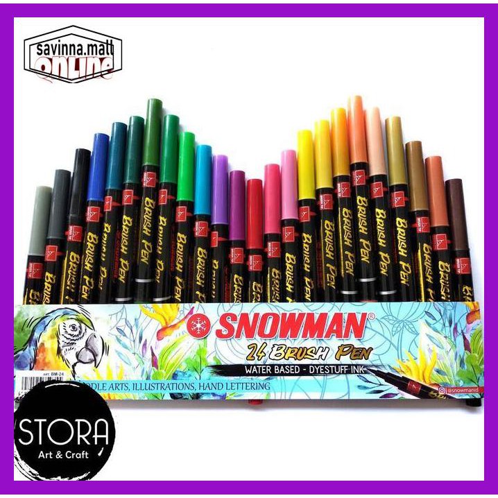 

U0Uo879- Snowman Brushpen Brush Pen Kuas Set 24 Warna Bm-24 Lettering Doodle Y7Ry688-