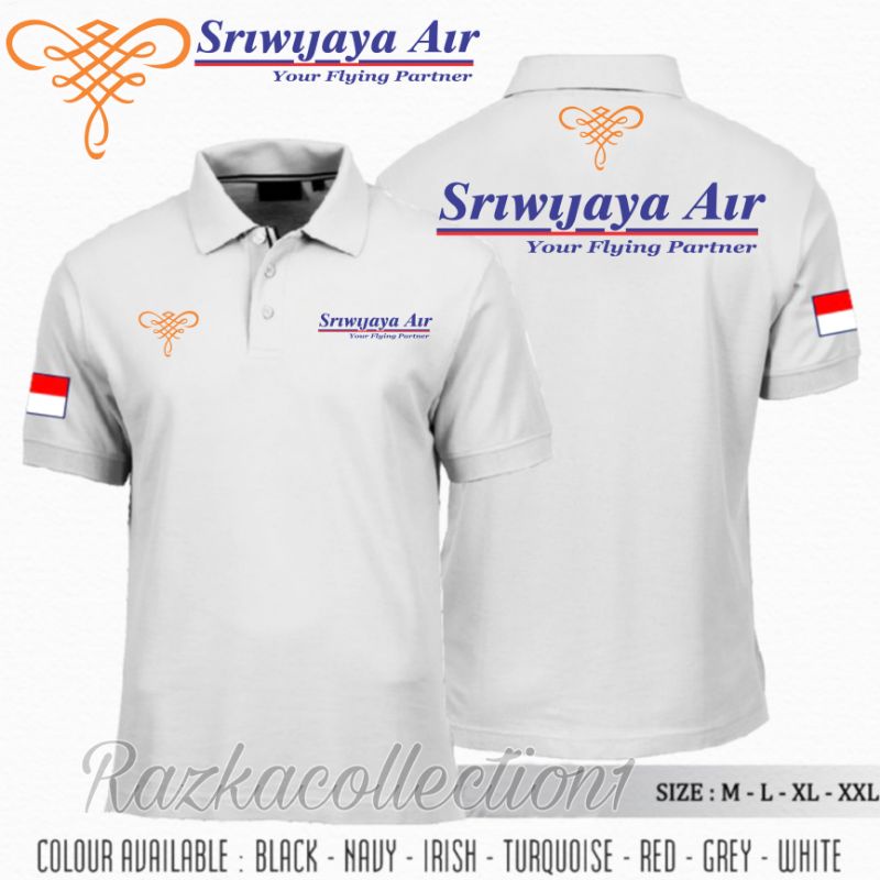 Polo Shirt Sriwijaya Air / Kaos Pesawat Sriwijaya Air / Baju Kaos Kerah Logo Maskapai Sriwijaya Air