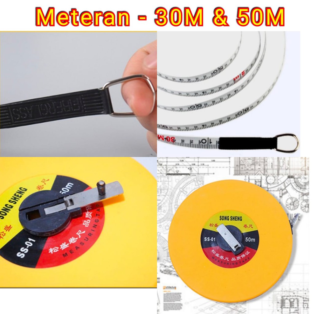 Meteran Gulungan / Meteran Bulat / Measuring Tape - 30M 50M / Pengukur