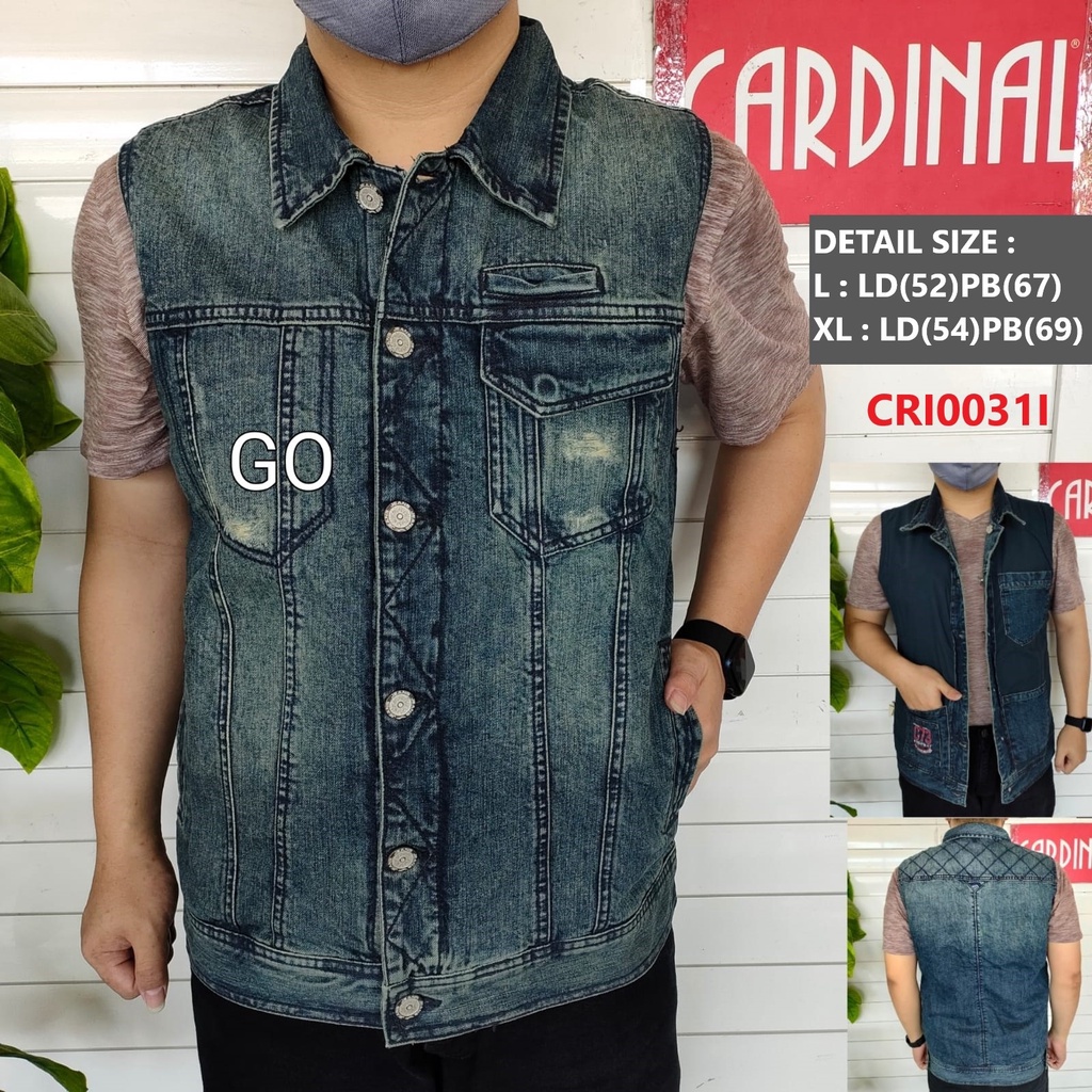 gof CARDINAL ROMPI JEANS Pakaian Outwear Pria Dewasa Men Casual Vest Cotton Pakaian Pria Outdoor Distro Original