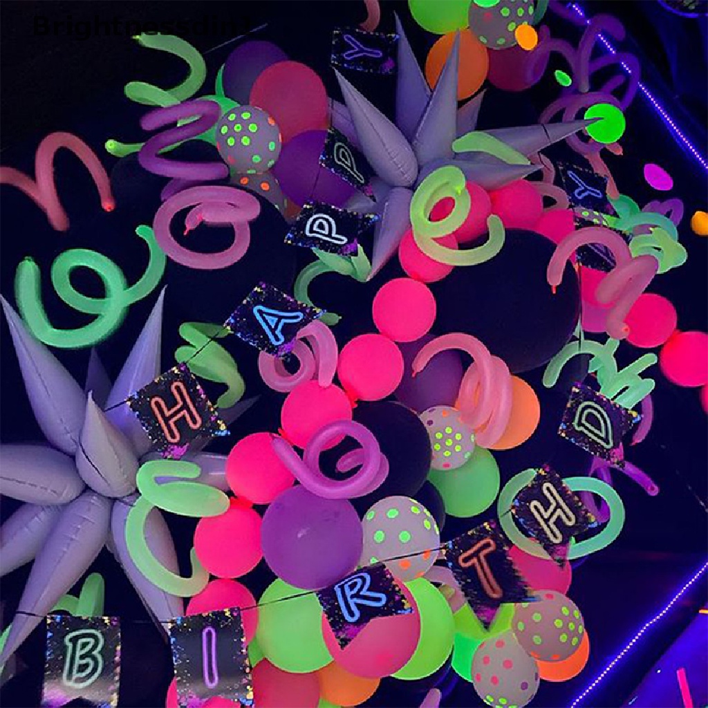 100 Pcs Balon Panjang UV Reaktif Neon Glow In 1