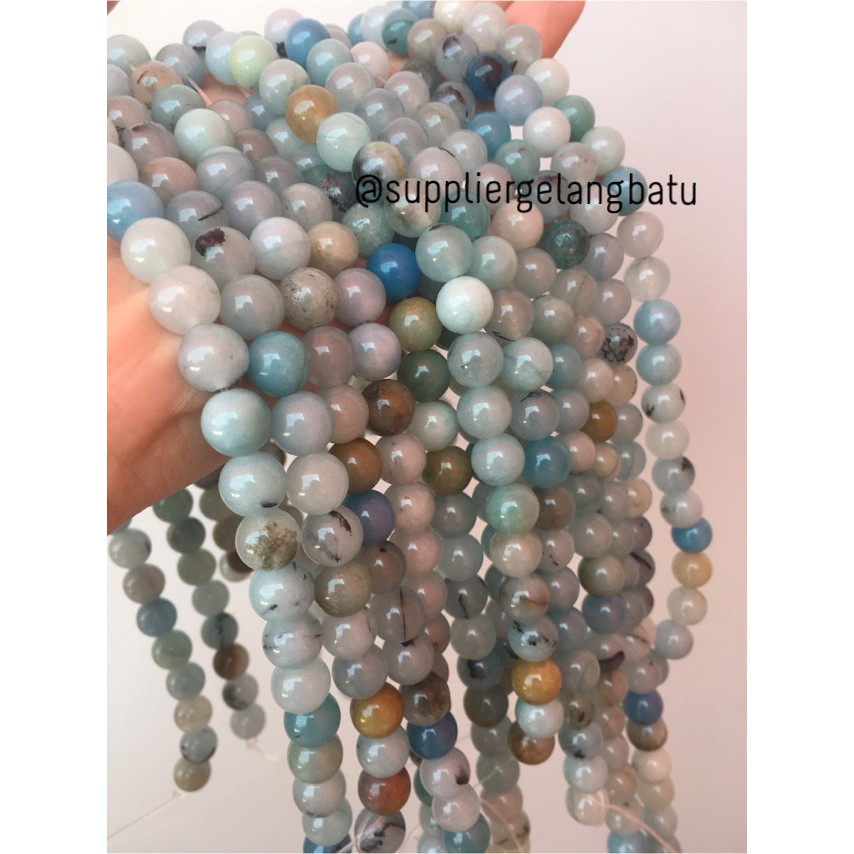 batu amazonite mala round beads 10mm bahan gelang kalung kesehatan supplier bahan craft aksesoris