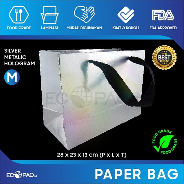 

Paper Bag Silver - Paper Bag Silver - Paper Bag Hologram 28x13x23 (5 pcs)
