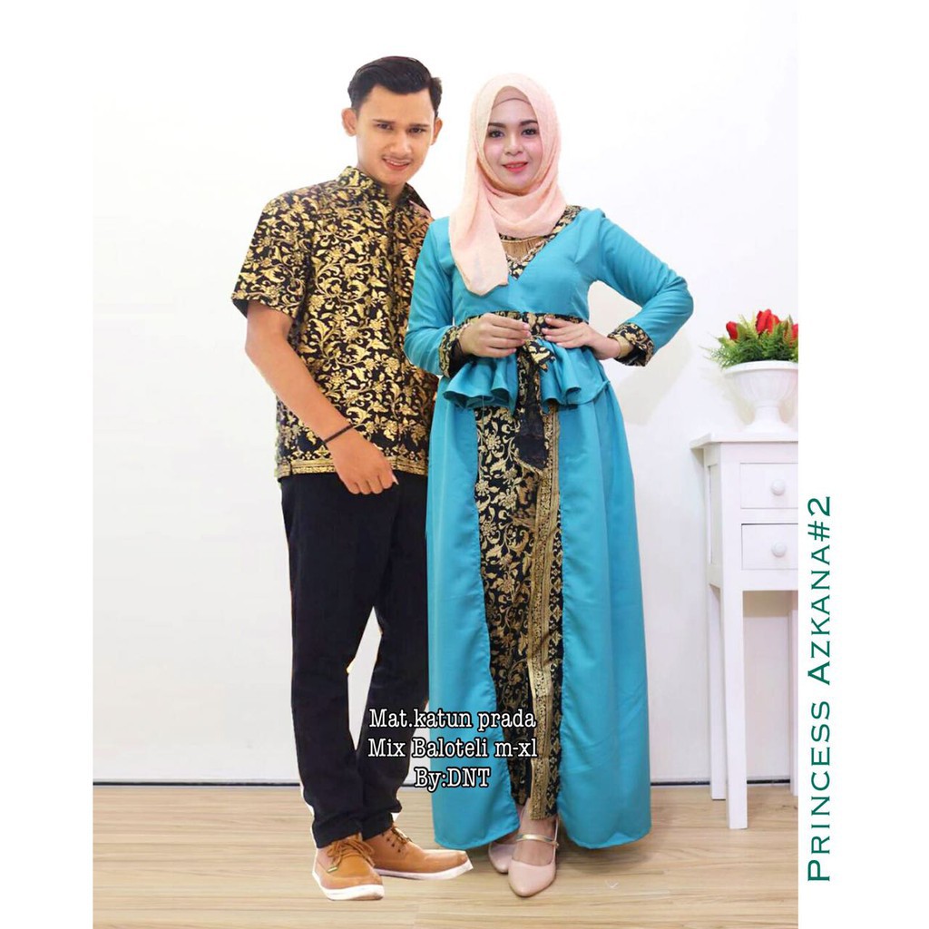 Sarimbit Batik Elegant Couple Princes Askana - Warna Merah, Tosca, Late, Hitam, Kuning - M L XL