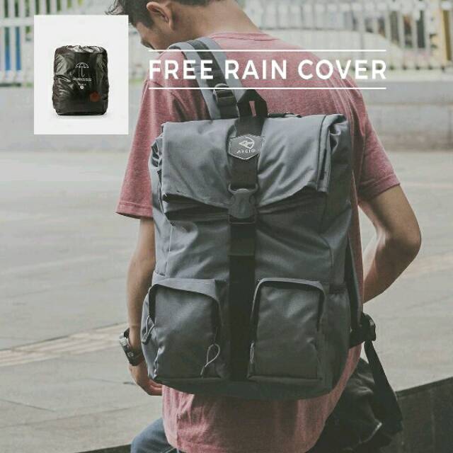 Tas Ransel Laptop Backpack Pria Arcio Bag Kimmy Grey - FREE RAIN COVER