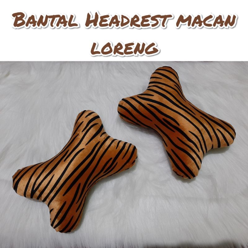 bantal headreast bantal tulang mobil motif macan loreng harimau