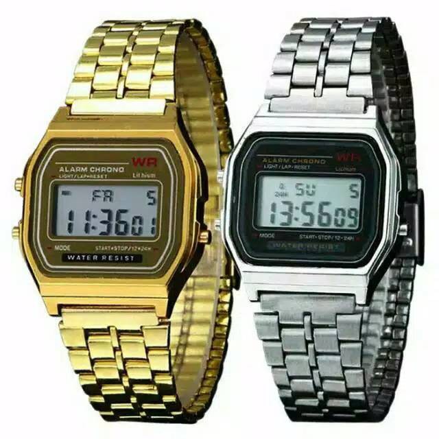 Jam Tangan Wanita Digital Kotak Rantai Model Casio