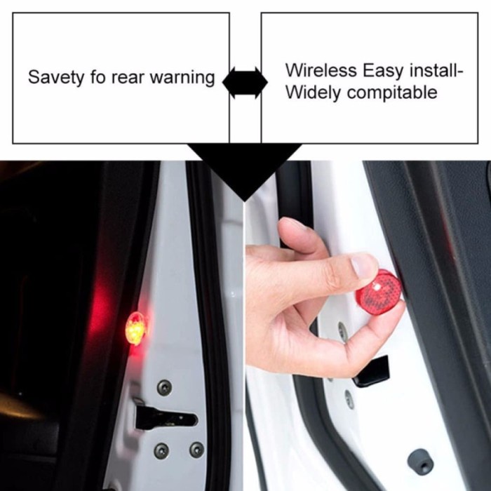 QUALITY SET 2 PCS Lampu Peringatan Led Buka Pintu Mobil Magnetik Anti Tabrakan