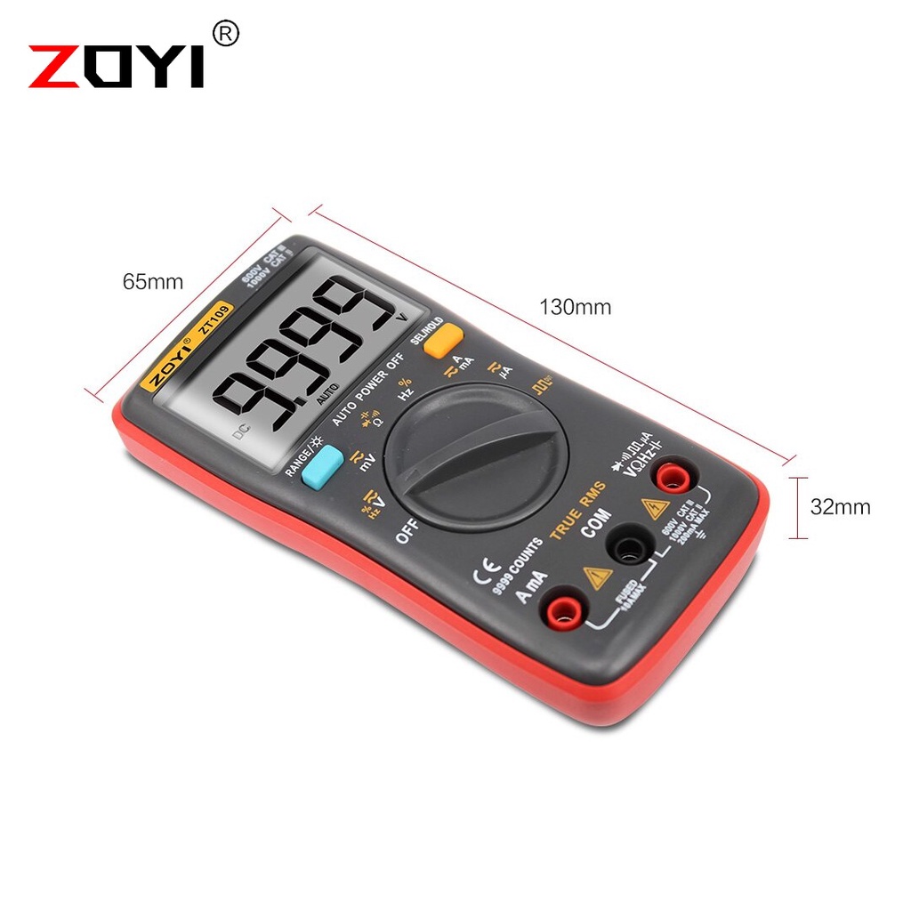 ZOYI ZT109 Digital Multimeter  Professional Auto Range Counts 9999 True RMS AC DC Current  Buzzer