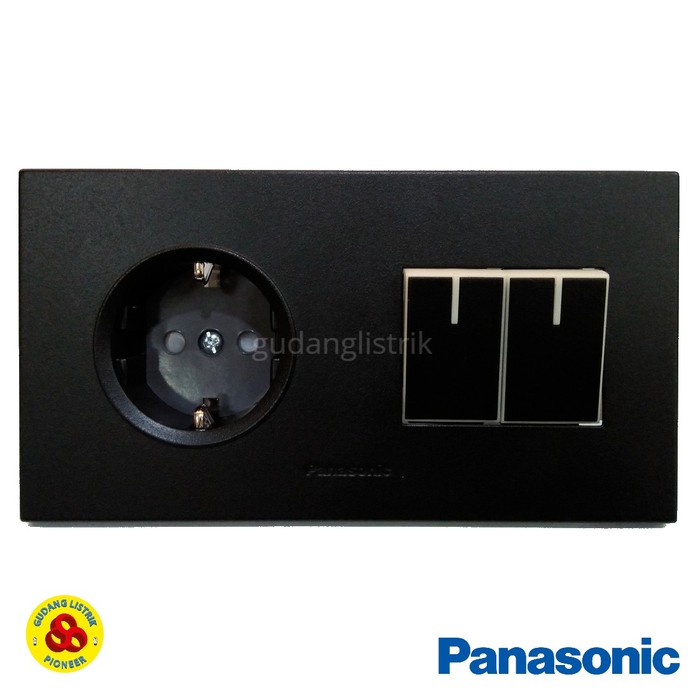 Panasonic Stop Kontak + Saklar 2G Hitam WESJP11212B Style Matte Black