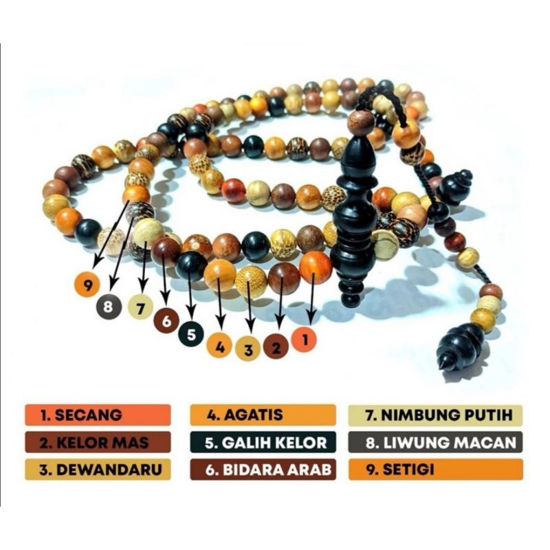 Tasbih Kayu kombinasi 11 Jenis Kayu Bertuah Tasbih 99 Nagasari Kelor Secang Senter By Kayyisah Craft