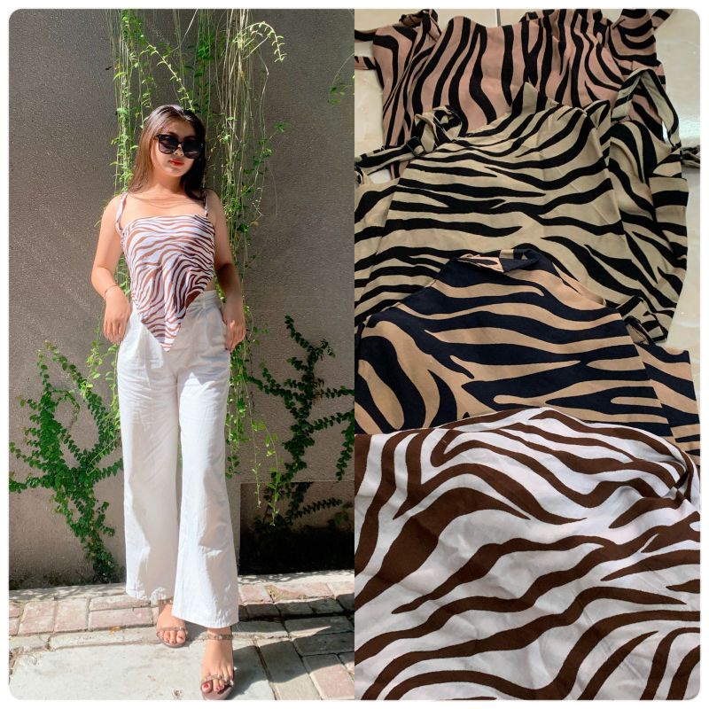 Tanktop bandana motif zebra dan sapi