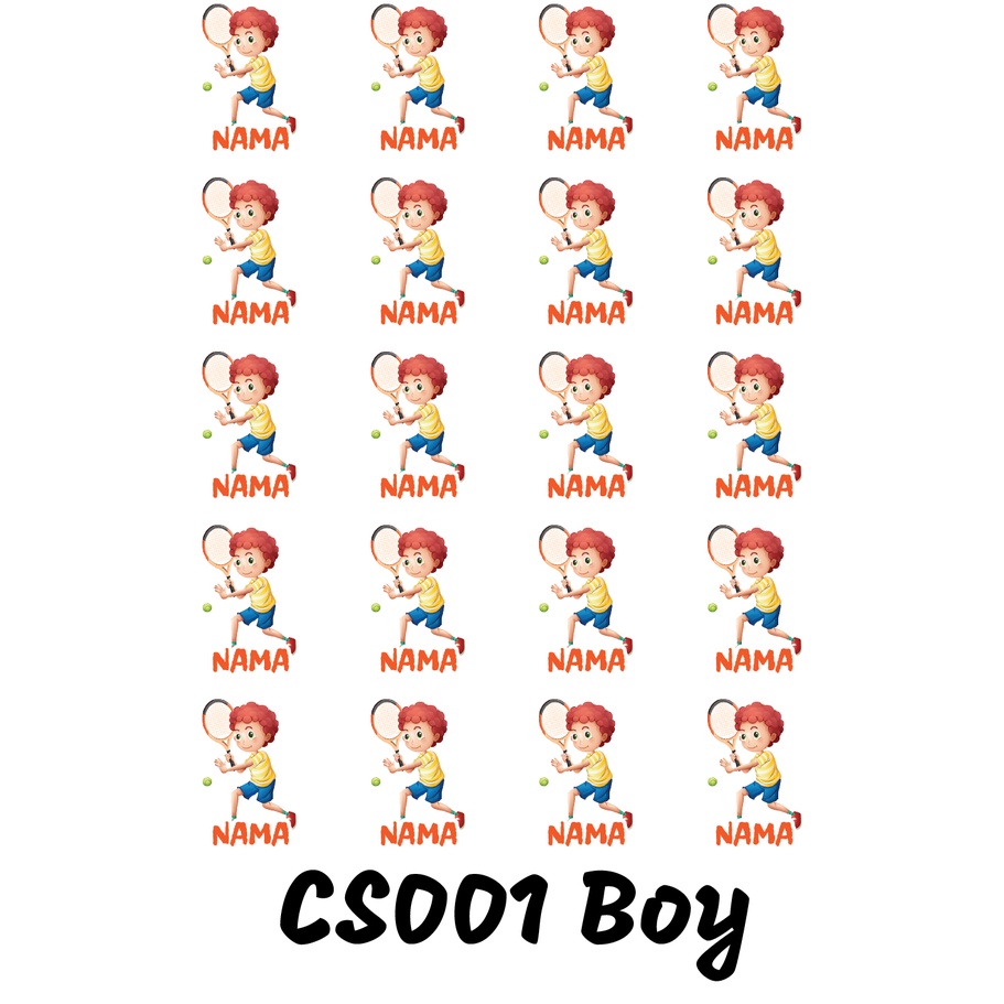 

Sticker Nama Cutting Label Waterproof Tahan Air Boy Sport 01 (CS001)