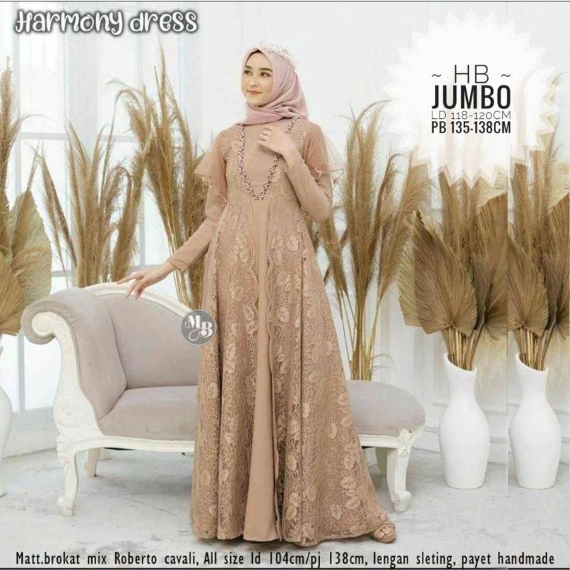 Gamis Raya Brokat Polos//Gamis Brokat Jumbo Premium