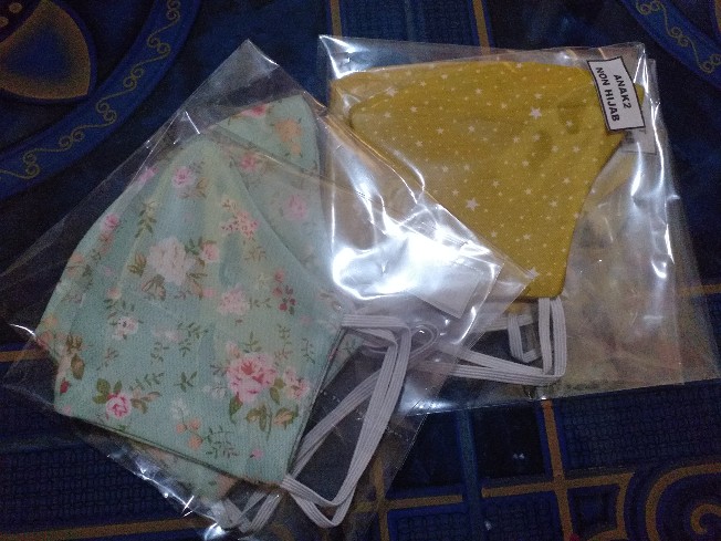 Masker Kain Katun Anak Dan Ibu_masker Kain Couple Anak Ibu_bisa Pilih Masker Headloop Atau Earloop