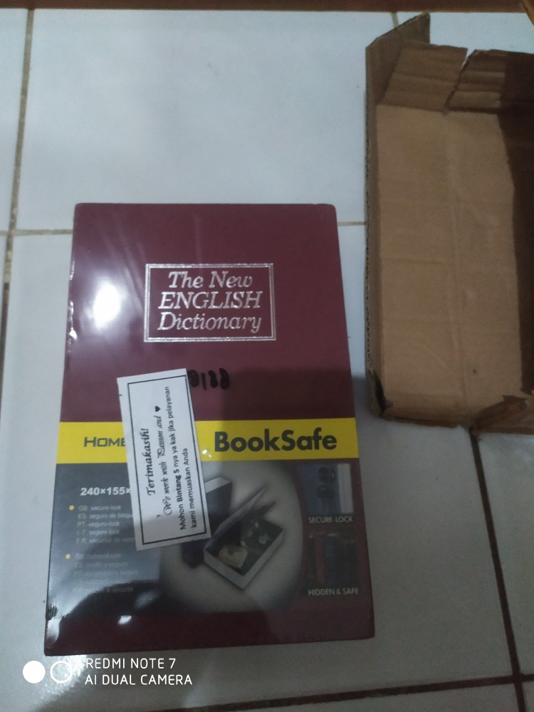 Brankas Buku Kotak Penyimpanan Perhiasan Berharga Size M + Kunci Brangkas Mini Anti Maling