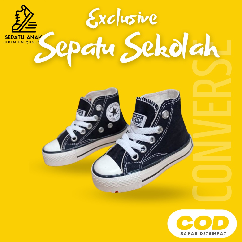 Sepatu Anak Laki Laki Perempuan Sepatu Sekolah Anak Laki Laki Perempuan Hitam Putih TK SD Umur 2 3 4
