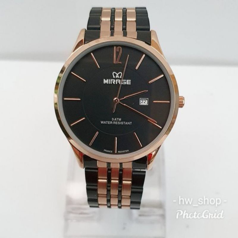 Jam tangan Pria Mirage BRP-8647 BLACK AND ROSEGOLD