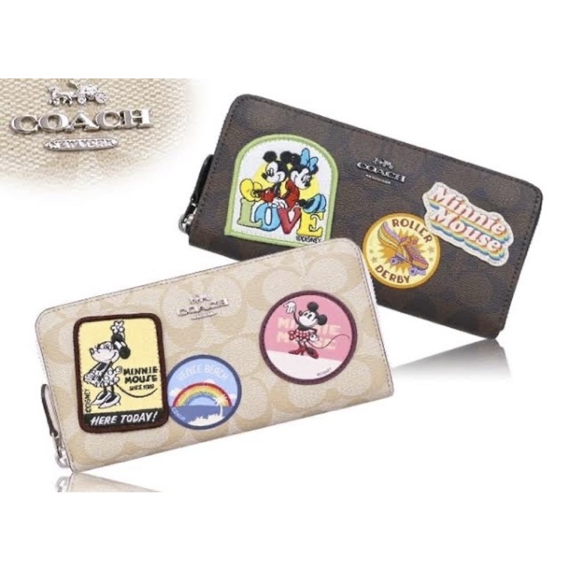 COACH ACCORDIN ZIP WALLET IN SIGNATURE CANVAS WITH PATCHES - 2 COLOR