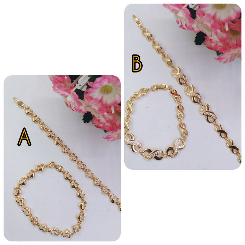RSDRJ15. Gelang tangan xuping lapis emas dgn mata zircon untuk wanita dewasa ukuran 18cm