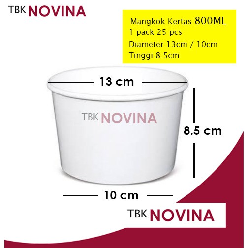 [25PCS] Paper Bowl Tebal 800ml Per Pack 25pcs Mangkuk Tahan Microwave Mangkok Kertas 800 ml