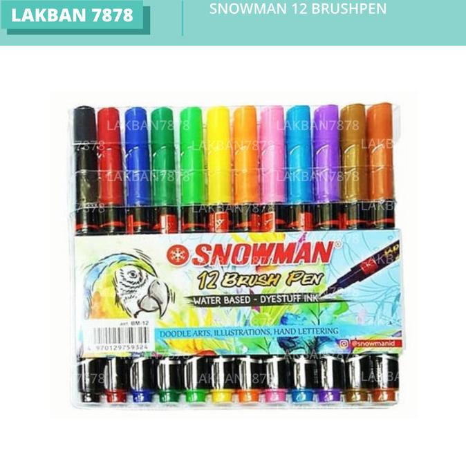 

(BISA COD) SNOWMAN 12 BRUSHPEN / BRUSH PEN / KUAS KALIGRAFI WARNA 12 TERBATAS Kode 532