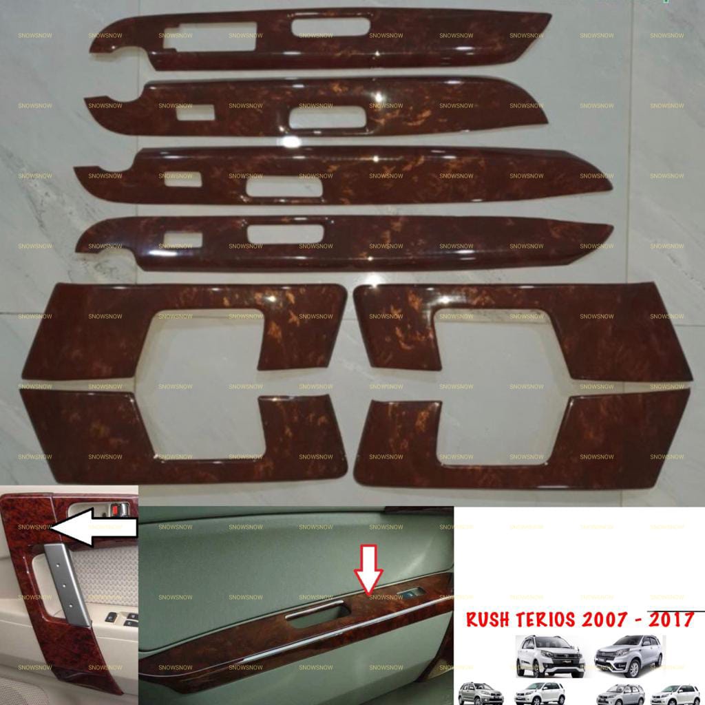 Paket Panel Power Window Door Trim Pintu Rush Terios Lama 2007 2012 2015 2017 Wood