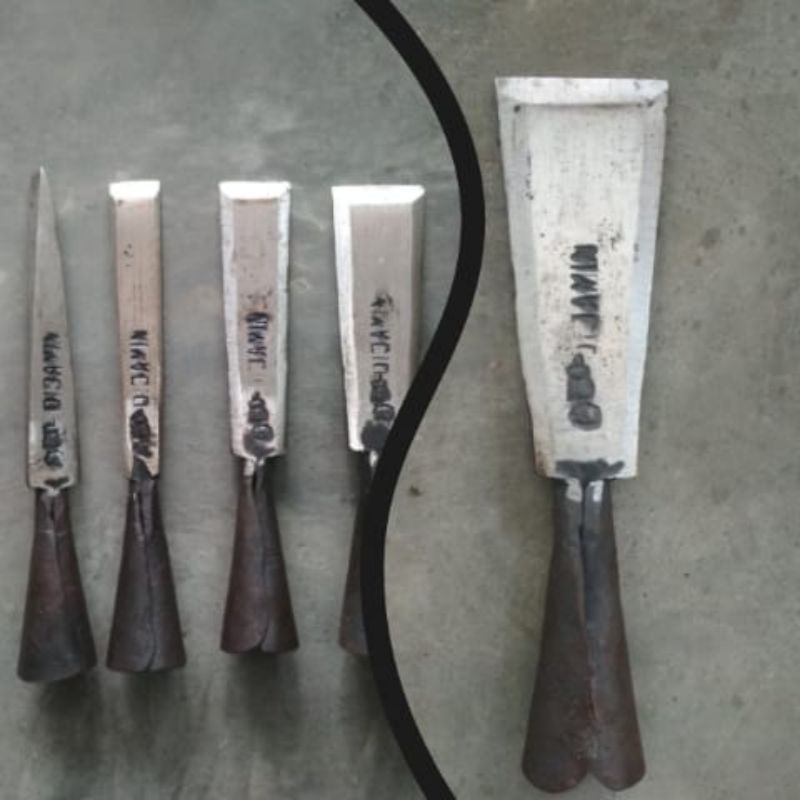 Pahat tatah kayu 1set bahan baja per tempa dan sepuh