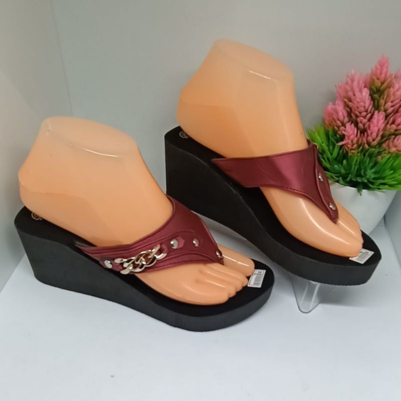 Sandal Wedges Zee-She jepit Rantai19