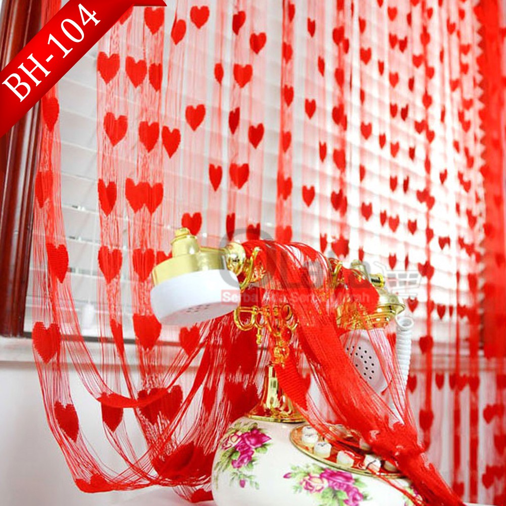 Tirai benang motif love tirai pintu kamar tidur BH-104