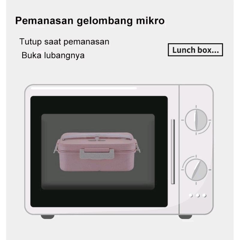 Kotak Makan Siang Microwave Kotak Bekal + Sendok Dan Sumpit 1000Ml