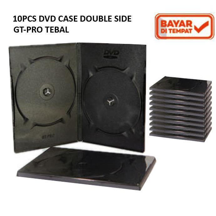 Trend-PAKET 10PCS DVD/CD CASE GT-PRO DOUBLE SIDE 9mm TEBAL HITAM - isi 10 pcs