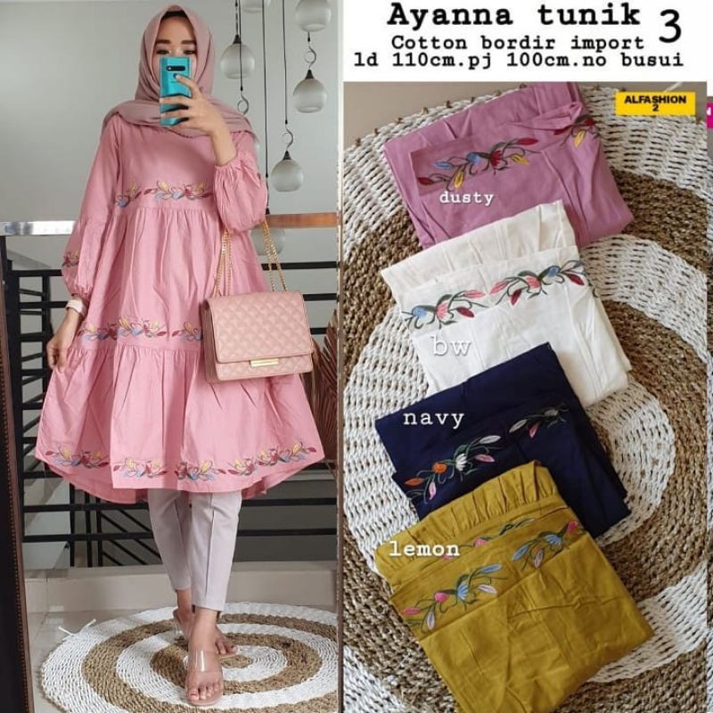 Niara Atasan Tunik Linen Import Kotak Kotak Premium Saku Kanan Kiri Allsize Fit XL Ld 110 Kekinian