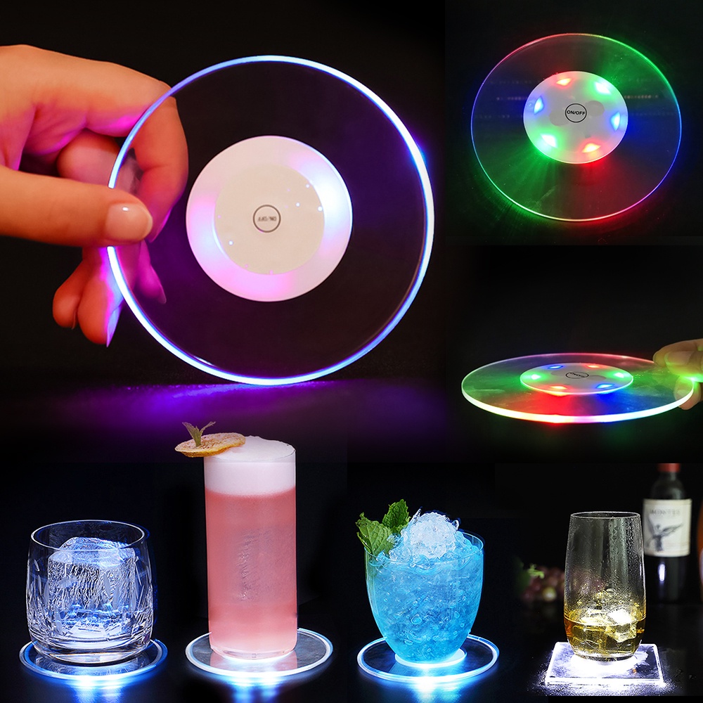 Tatakan Gelas Cocktail Bahan Akrilik Kristal Ultra Tipis Dengan Lampu Led Owt