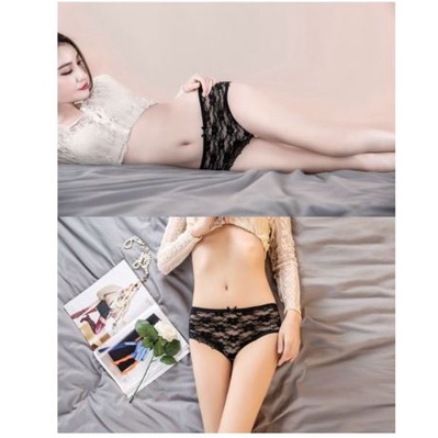 RSB CD098 CD Brukat Women Bunga Panties Wanita Celana Pakaian Sexy Polos Lace Flower