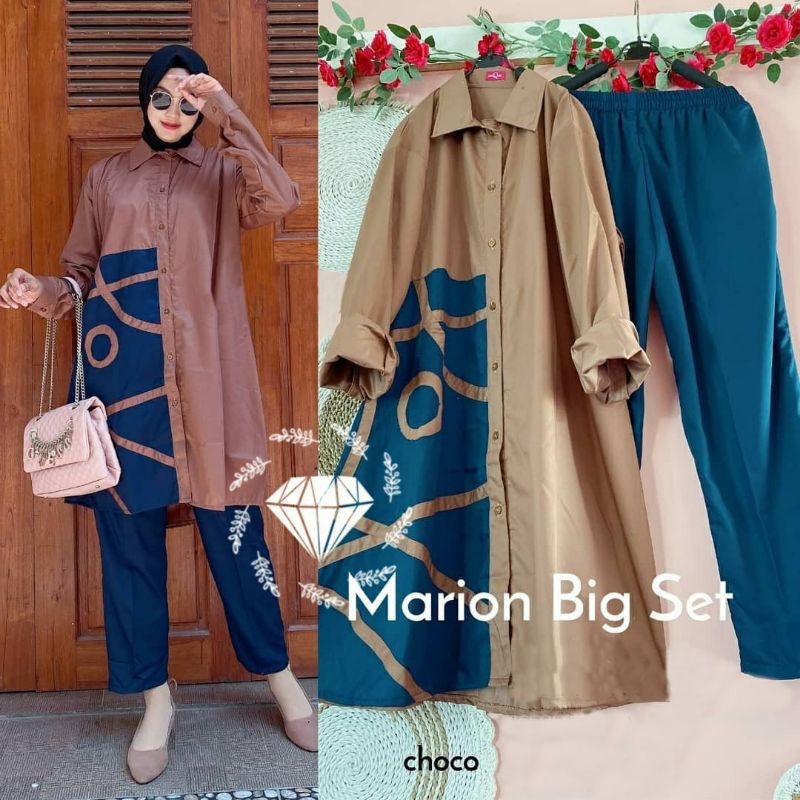 PCS SET MARION SETELAN ATASAN TUNIK DAN CELANA MOSCREPE BUSUI 3 UKURAN L XL XXL MS ADA VIDEO REVIEW ASLI PRODUK